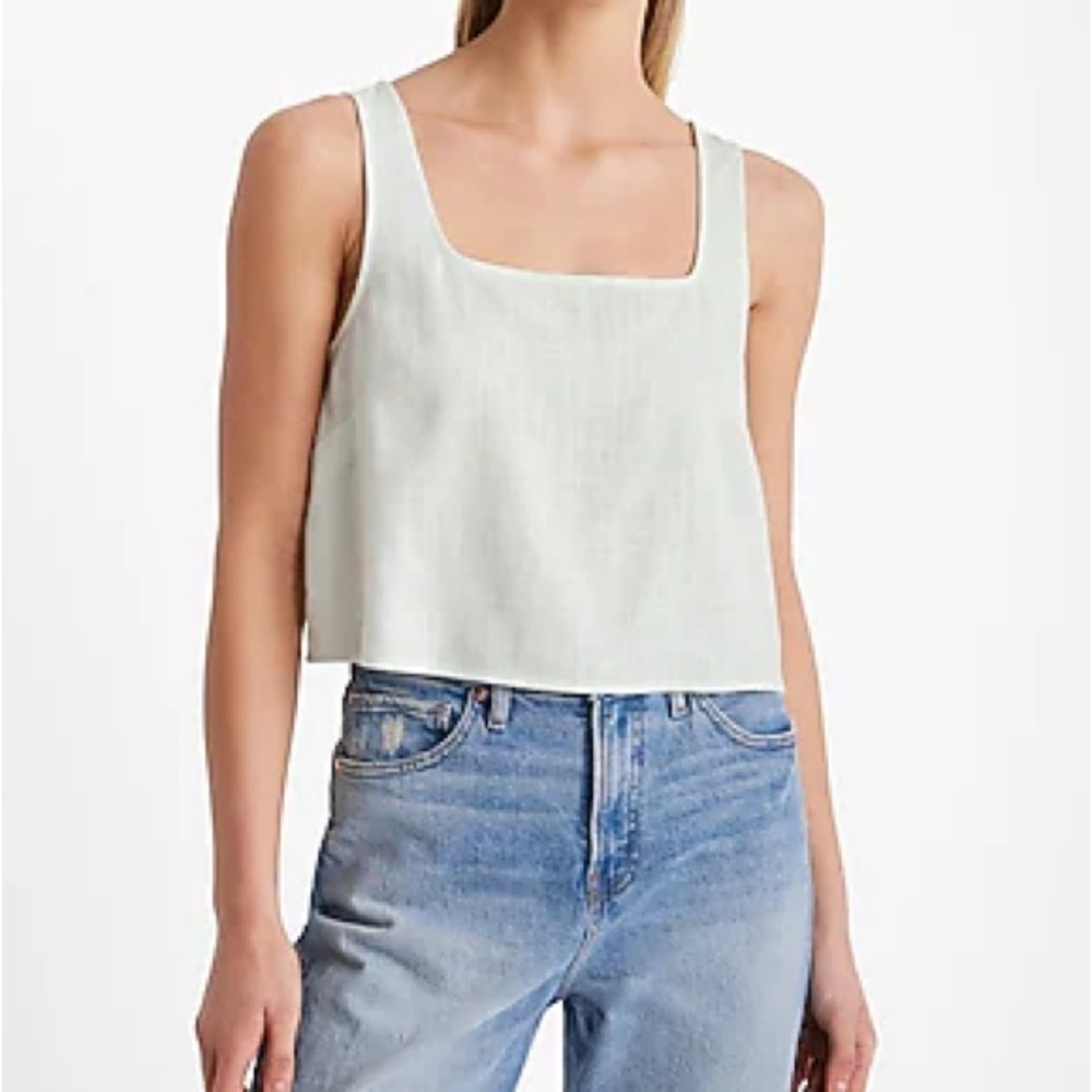 Express Cream Square Neck Crop Top